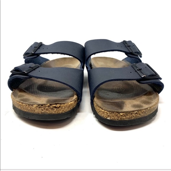 Womens And Mens Birkenstock Arizona Navy Birko-Blor Soft Footbed - Happyfeet.Com